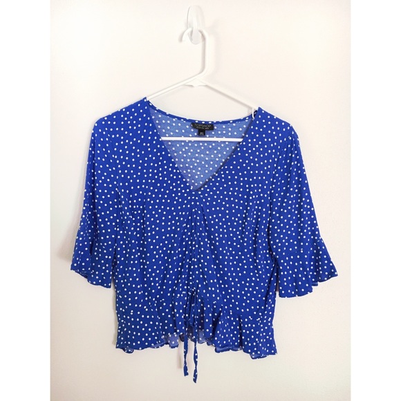 Topshop Tops - Topshop Polka Dot Ruched Front Top